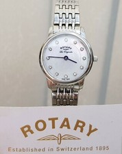 Neu Rotary Les Originales SCHWEIZER HERGESTELLT Damenuhr Swarovski Kristalle UVP £ 250 