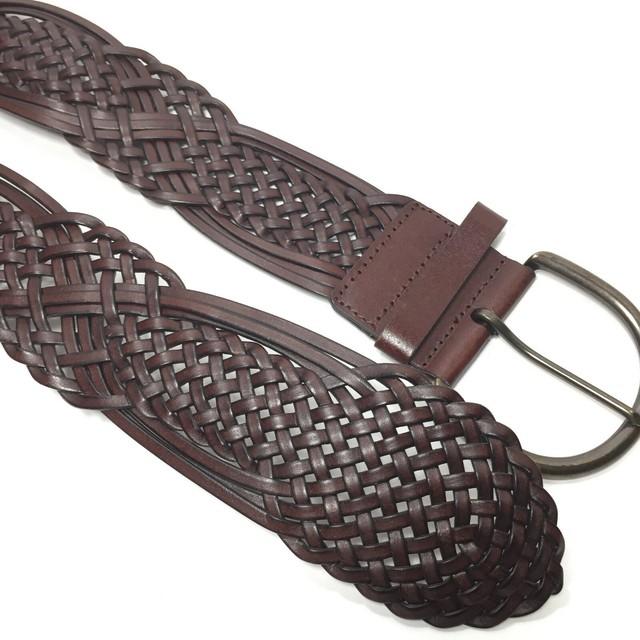 Women's Brown Woven Braided Leather Wide Belt Size Small eBay