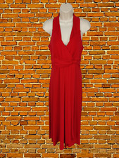 PRECIS SIZE UK 12 RED SLEEVELESS CASUAL SUMMER JERSEY BEACH WRAP WORK MAXI DRESS