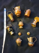 Lot of 8 Vintage Brass Copper Doll House Miniatures Pitcher Pot Kitchen Japan