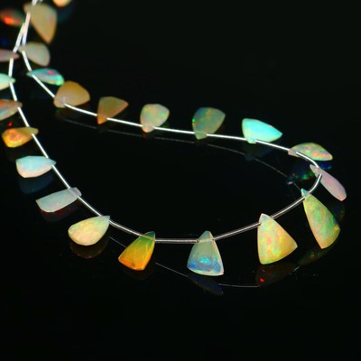 Dainty Opal Necklace Triangle Beads Necklace Flashy Fire Opal Beads Gemstone 17''
