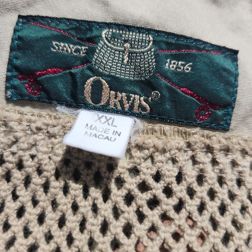 Orvis Men’s XXL Cotton Fishing Vest Utility Outdoor Gear Multi Pocket Tan - Picture 3 of 7