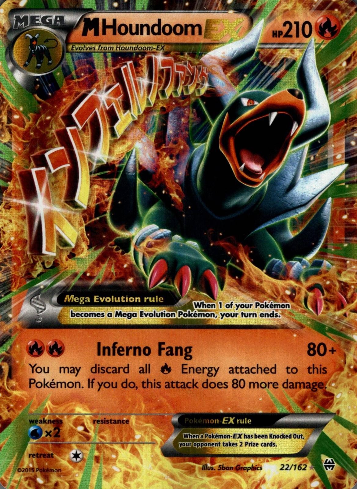 M Houndoom EX 22/162 Holo EX Rare BREAKthrough Pokemon Near Mint