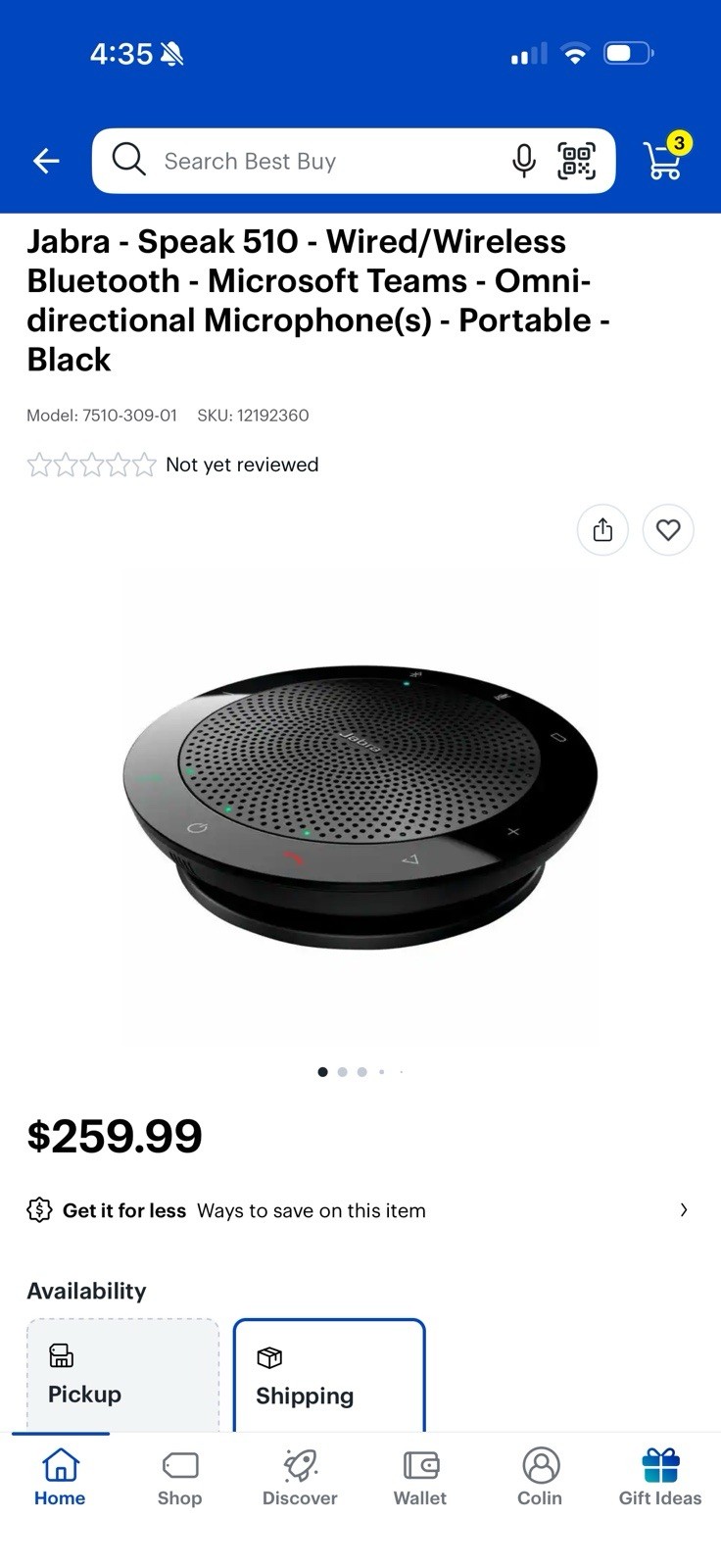 Jabra Speak 510 Portable USB and Bluetooth Speaker/Microphon