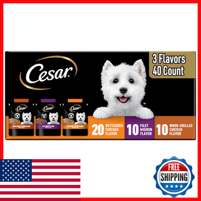 Cesar Filets in Gravy Wet Dog Food: Rotisserie Chicken, Filet Mignon Variety Pac