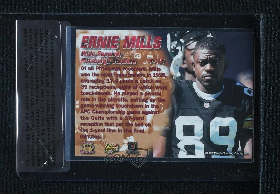 BAS 1996 Pacific Dynagon Ernie Mills #P-114 Seal of Authenticity Auto - Image 2 of 2