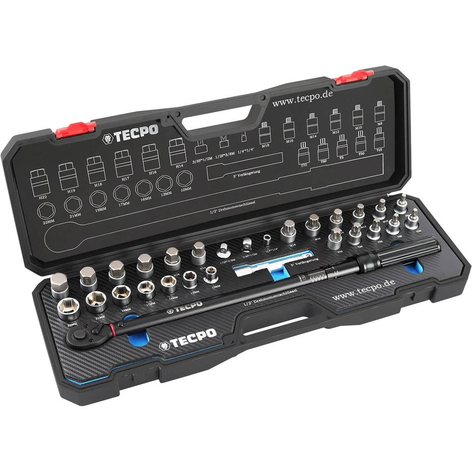 TECPO DREHMOMENTSCHLÜSSEL-SATZ 1/2" 50-350 Nm DREHMOMENT SCHLÜSSEL BIT NUSS SET - Bild 2 von 4