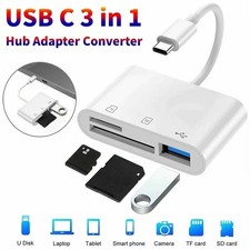 USB C 3 in 1 Hub Converter Type-C Adapter SD Card Reader For MacBook Pro Laptop