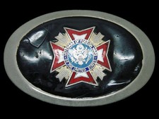 TC13108 VINTAGE 1970s  VETERANS OF FOREIGN WARS  MILITARY BELT BUCKLE