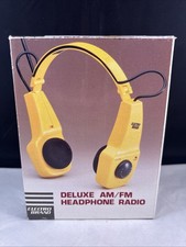 Vintage Electro Brand AM/FM Radio Headphone Model 222 Yellow NEW