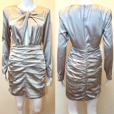 NWOT ASTR the Label Petrova Long Sleeve Bodycon Mini Dress – Silver, Size Small