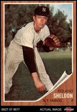1962 Topps #185 Roland Sheldon Normal Tint Yankees COMMON VARIATION 7 - NM