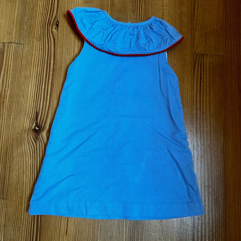 Vestido sin mangas Bella Bliss azul rojo pompón ribete TALLA 4 Foto 3 de 4