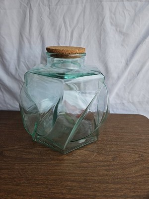 Large Geometric Glass Apothecary Jar by Sole Di Toscana Italy 12  Tall MCM