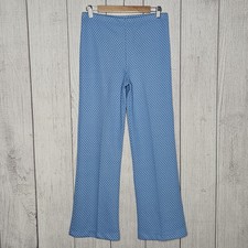 VTG 70s Funky Mod Blue Wide Bell Bottom High Waisted Disco Pants, sz 29x29.5