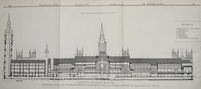 1858 : LONGITUDINAL SECTION OF THE NEW WESTMINSTER PALACE, REDUCED FROM THE WORK