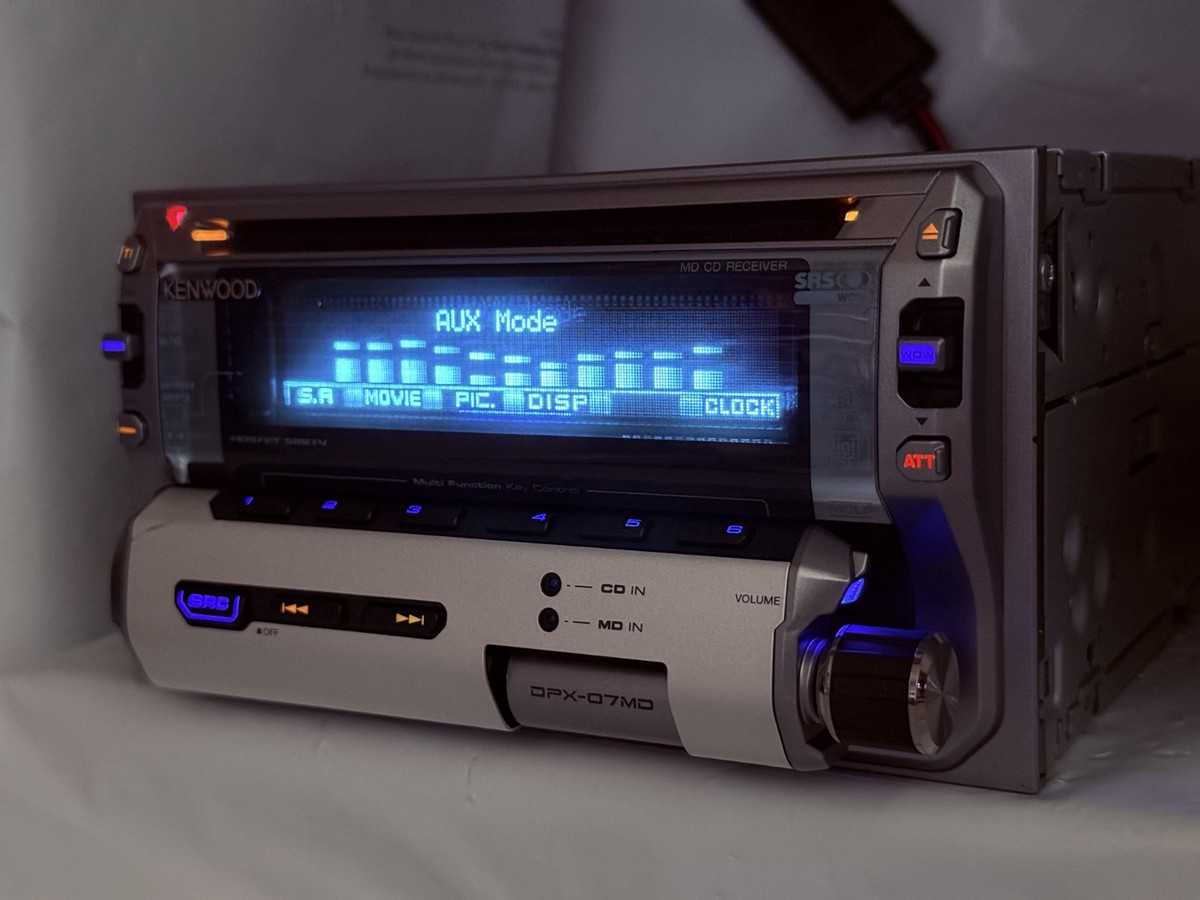 KENWOOD DPX-07MD 2DIN CD MD Car Audio w/ External Bluetooth Tested