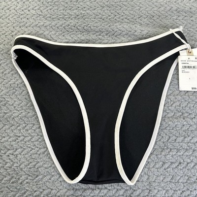 Good American Women's Size L Better Bikini Bottom in Black with White Contrast