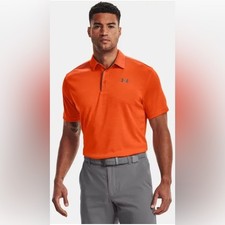 UNDER ARMOUR Men's Performance Polo Heatgear Shirt Orange Golf Short Sleeve 2XL