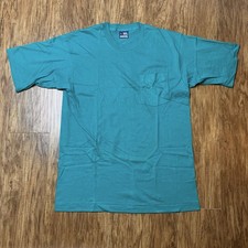 Vintage Blank Pocket T Shirt Large Short Sleeve Single Stitch 90s USA Made Green