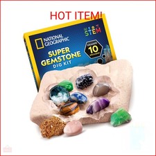 National Geographic Gemstone Dig Kit Dig Up 10 Real Gemstones and Crystals, Sc