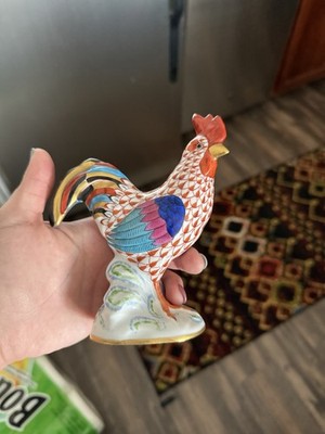 HEREND SMALL COCKY ROOSTER FIGURINE HANDPAINTED PORCELAIN