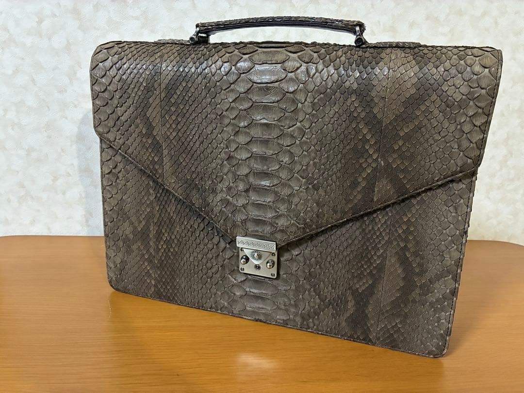 VERSACE Mens Python Leather Business Briefcase Ba… - image 9