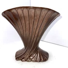 Vintage MCM Frankoma Pottery #19 Twisted Swirl Fan Vase In Plainsman Brown Satin