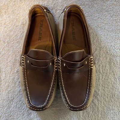 H. S. Trask Men's Brown Driving Loafers 8 Moccasin Soft Leather Canvas Preppy