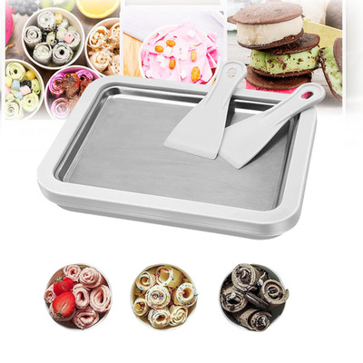 Mini Ice Cream Maker Pan Ice Cream Roller Plate for Sweet Fried Food Yogurt Weiß