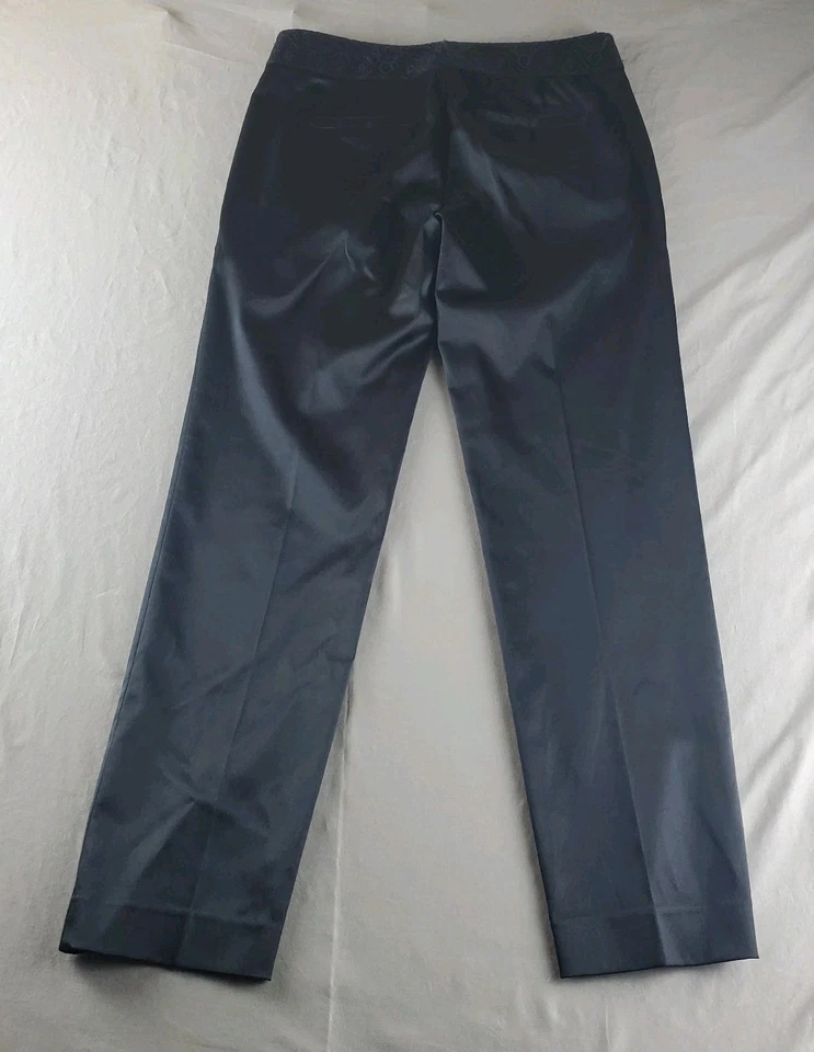 Tory Burch Pants Womens 2 Black Satin Silk Blend Ankle Trouser Classic Preppy - Image 3 of 4