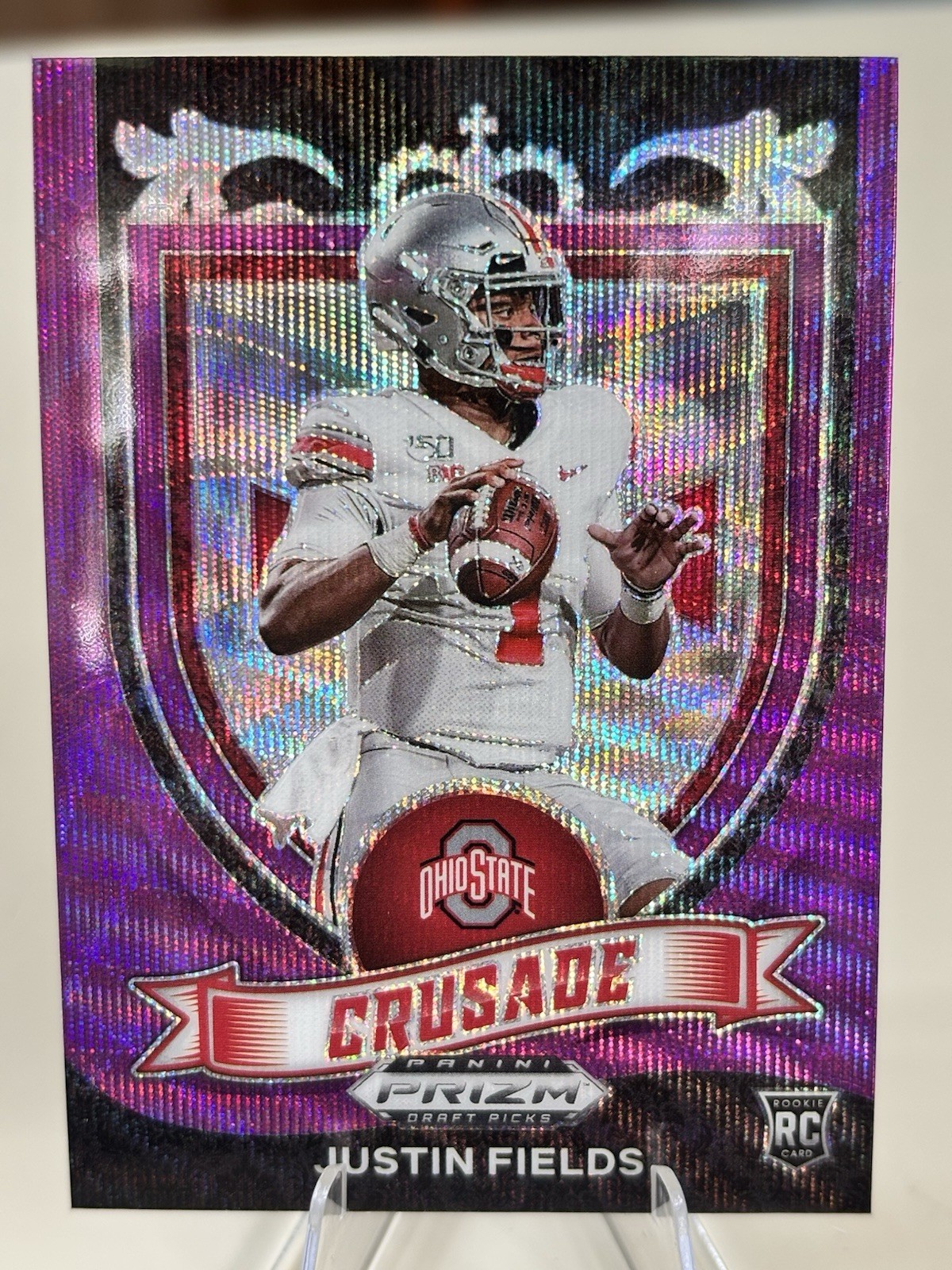 2021 Panini Prizm Draft Picks - Crusade Justin Fields #163 Purple Wave Prizm...