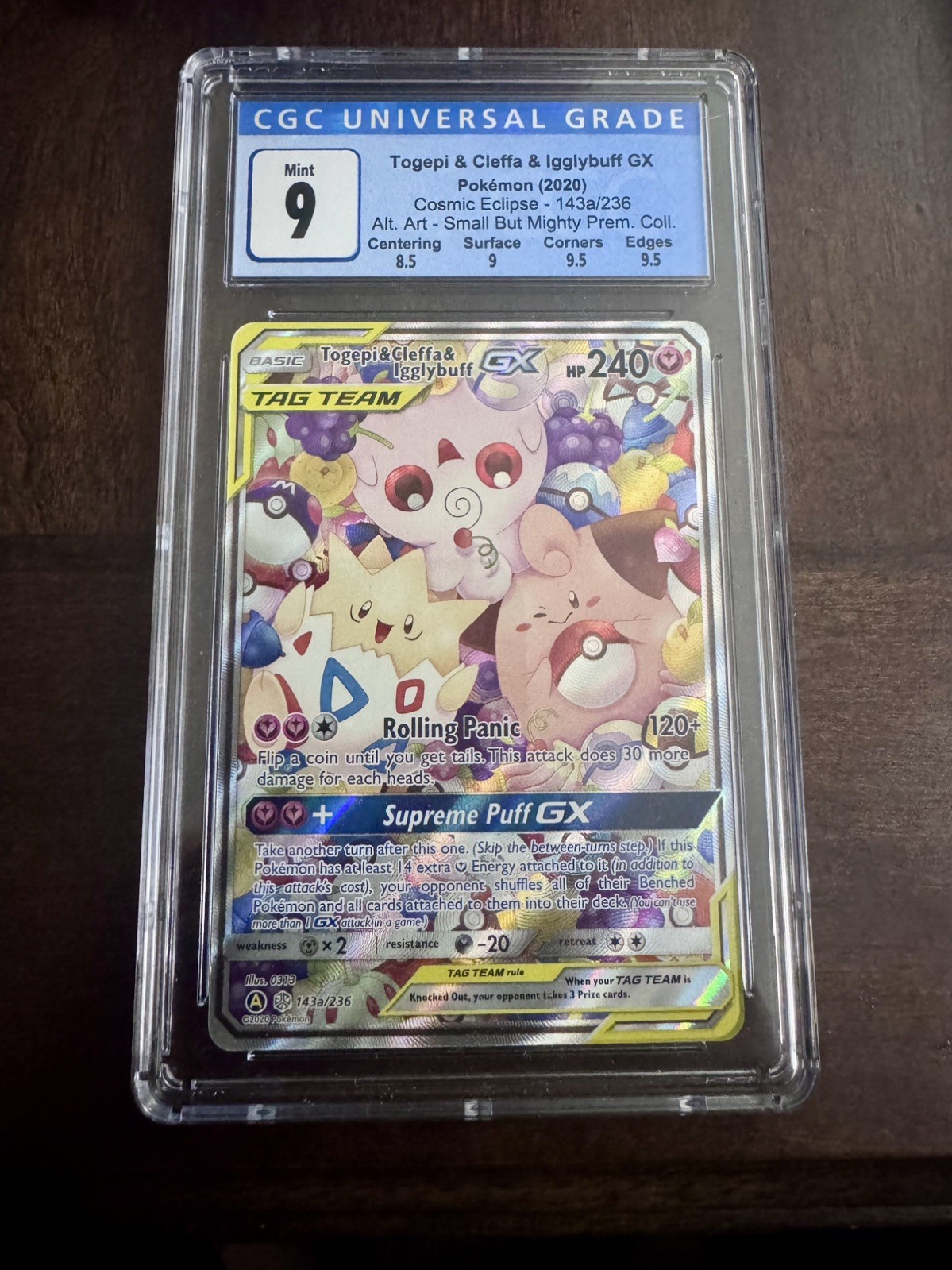 Togepi & Cleffa & Igglybuff GX - 2020 Cosmic Eclipse - 143a/236 - Graded 9