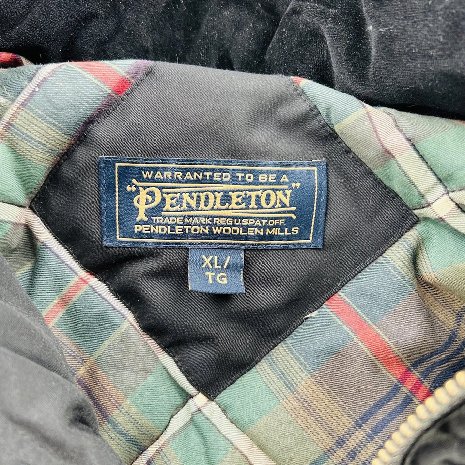 Pendleton Parka Jacket Mens XL Black Down Fur Trim Hood Wool Panels Insulated - Image 2 of 4