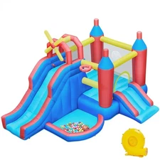 7-in-1 Inflatable Bounce House Bouncy Castle Combo w/470W Blower for Kids, Used