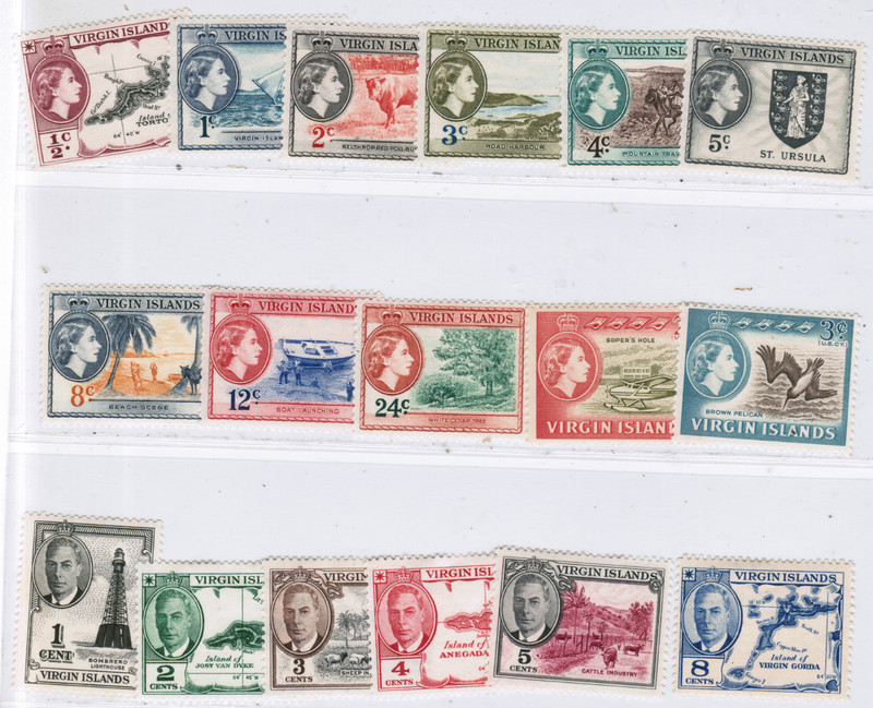 Virgin Islands, KGVI & QEII. SC#102-7, 115-23,145-6. Mint LH/Hinged. SCV$23.