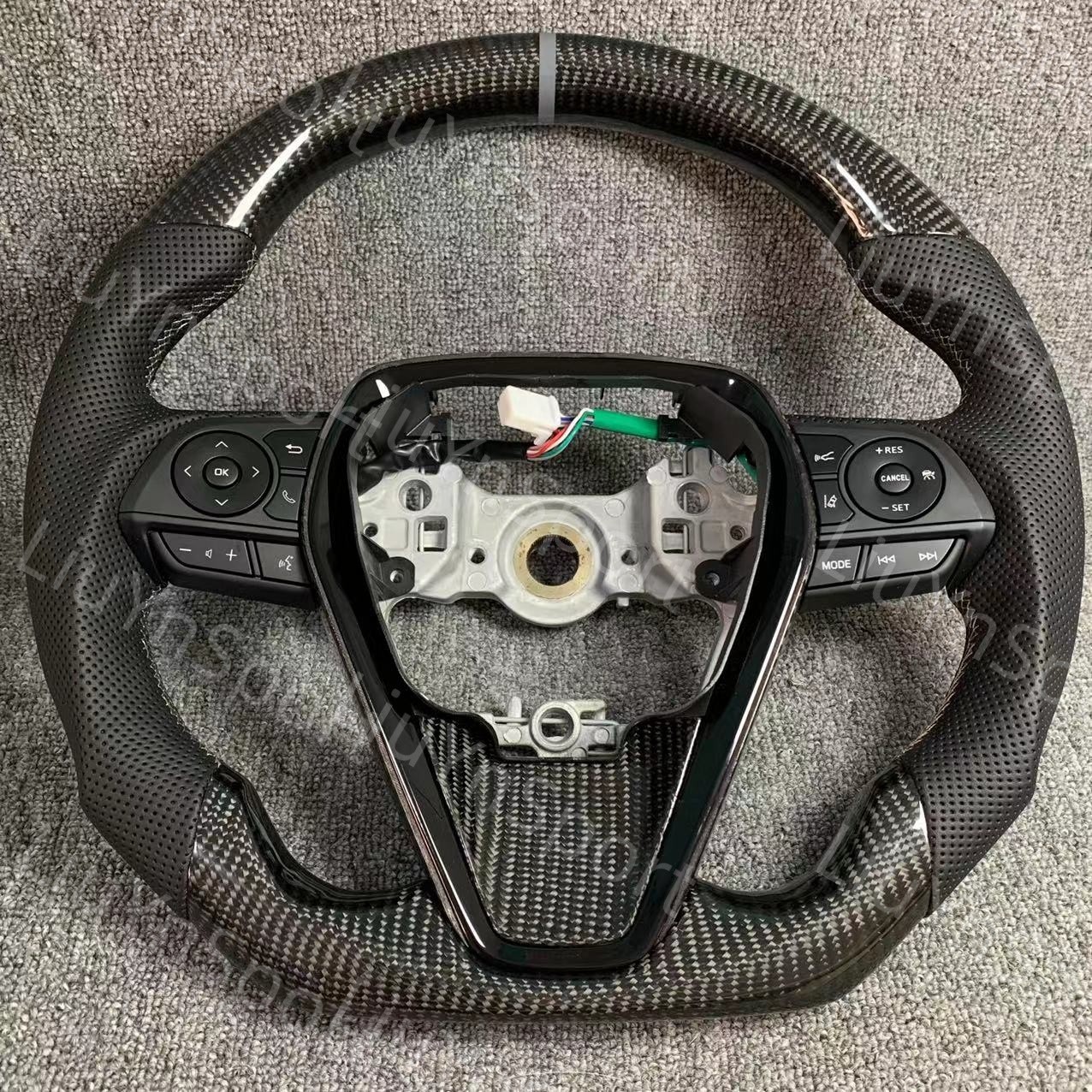 Custom Carbon Fiber Steering Wheel for Toyota Camry Rav4 Corolla W/ Button 18-23