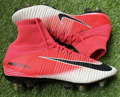 Nike Mercurial Superfly V Elite SG Fußballschuhe Größe UK 7 sehr selten rosa weiß