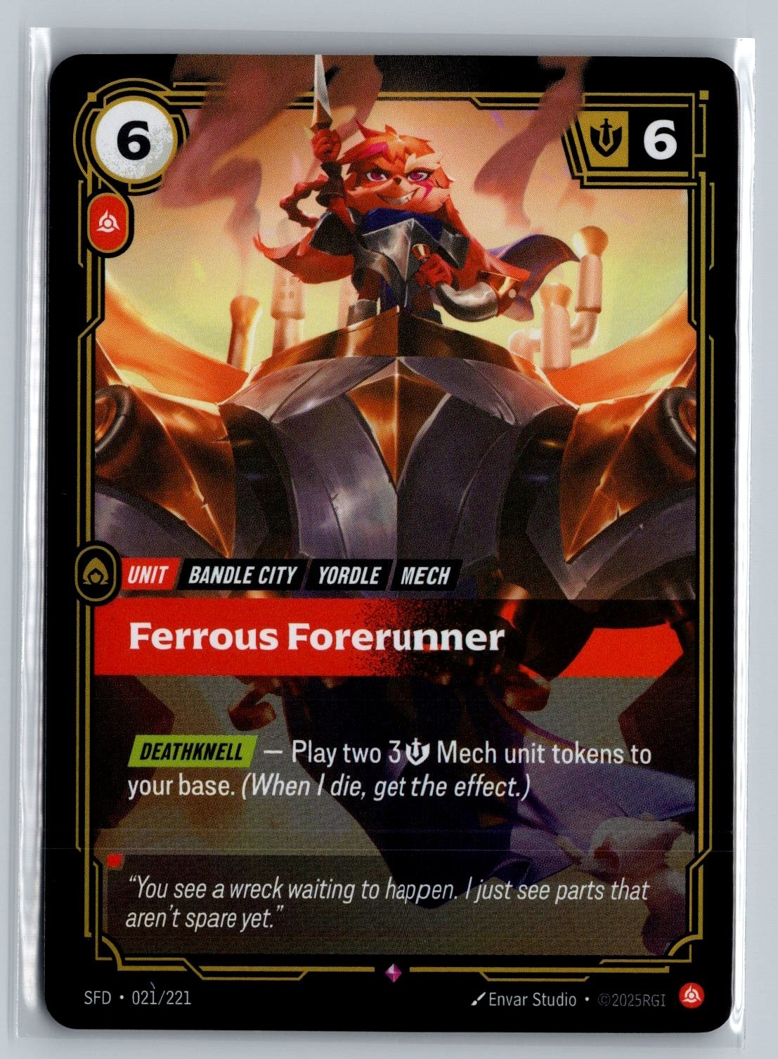 2026 Riftbound Spiritforged Ferrous Forerunner 021/221 Foil