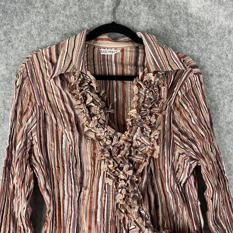 Top Kaelyn Max II de Colección Años 90 para Mujer 1X Rayas Arrugado Volantes Artístico Grunge NUEVO Foto 2 de 4