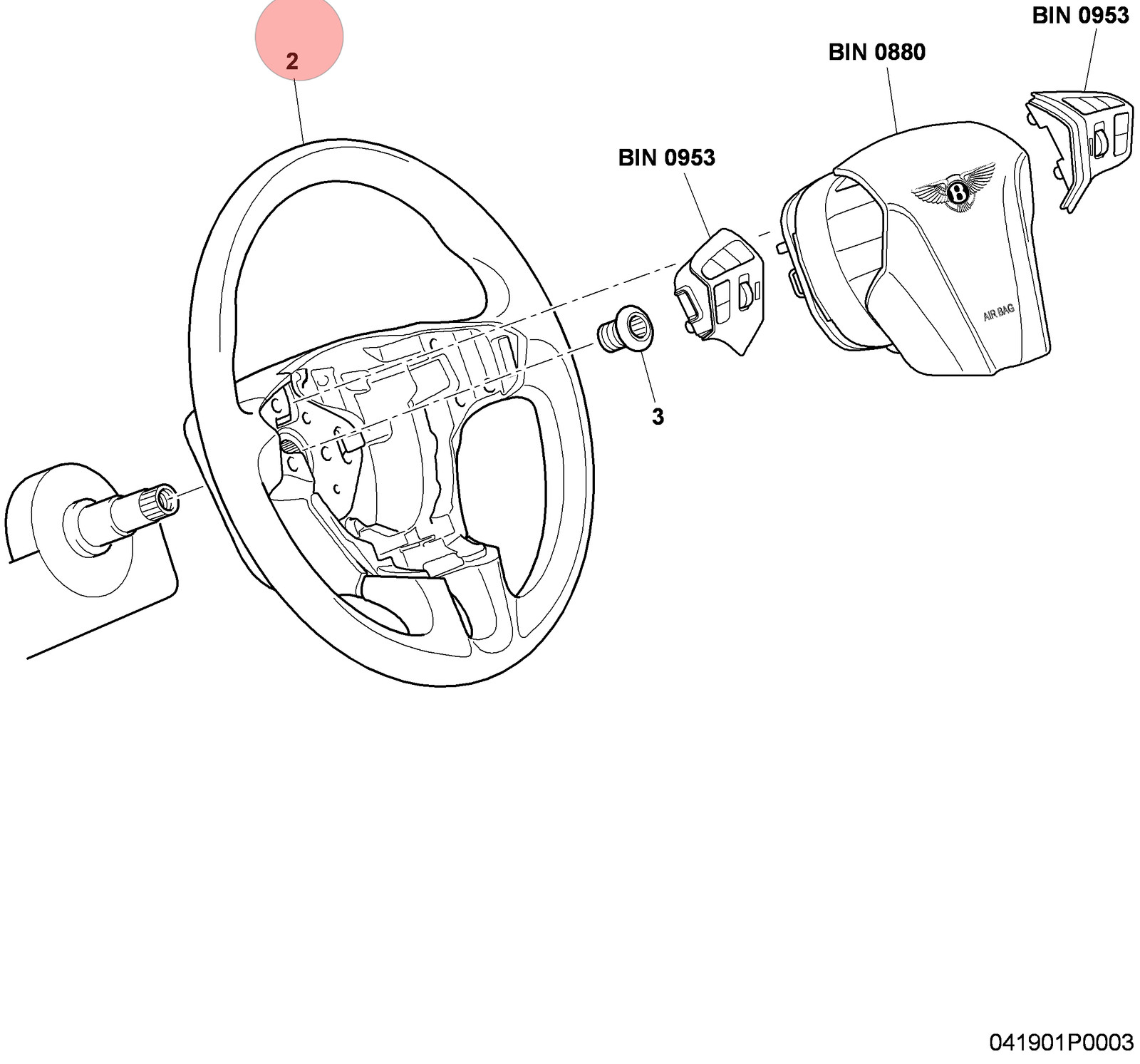 Bentley Continental 2010-2012 FRONT+LEFT Steering wheel