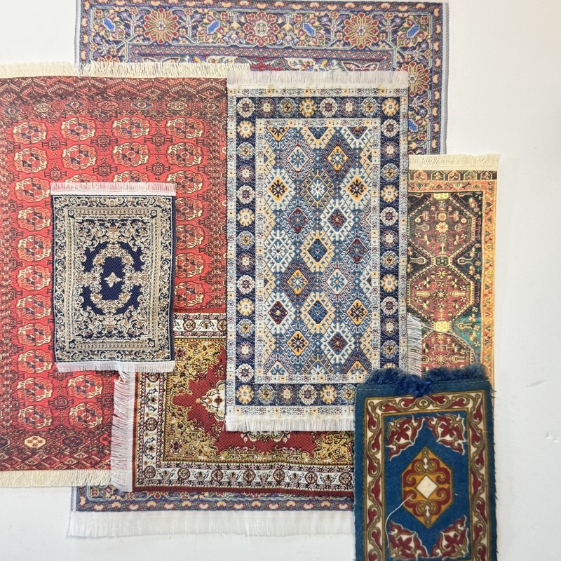 7Pc Dollhouse Miniature Woven & Printed Rug Lot 1:12 LSD134