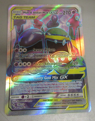Pokemon Muk & Alolan Muk GX (Full Art) 196/214 Sm-Unbroken Bonds Holo Card