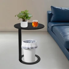 60x74cm Side Table for Small Spaces, Couch End Table with O-shaped Base