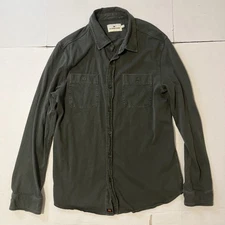 The Normal Brand Shirt Mens Large Olive Green Button Up Jersey Knit Cotton