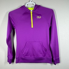 FILA Sport Hoodie Girls XL 16 Purple Neon Half Zip Pullover Athletic Long Sleeve