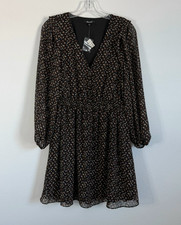 Madewell Long Sleeve V-Neck Multicolor Floral Georgette Dress Women's Size S