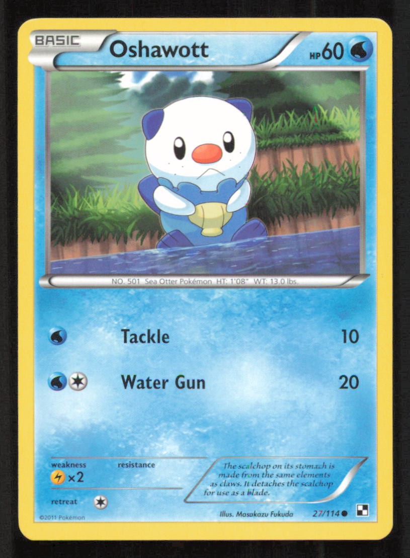 Oshawott 27/114 Common Black & White Pokemon Lightly Played