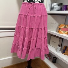 Mini Boden 13-14yrs Girls Corduory Layered Skirt Pink Tie Waist Below Knee