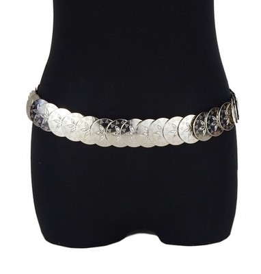 Ella Jonte Damen Gürtel Metall Stretchgürtel im Boho Ibiza Style silber Metall
